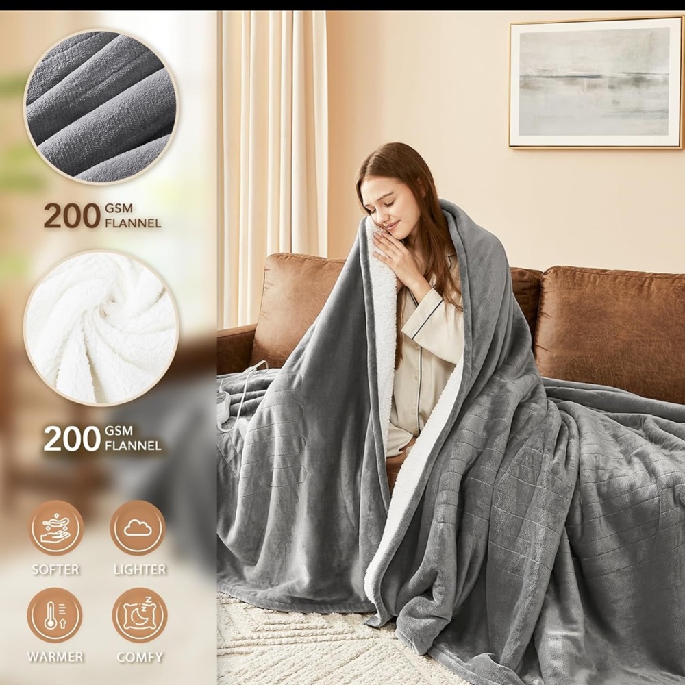 Gray Electric Heated Blanket Controller - White